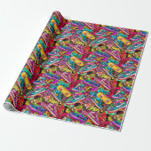 Cool komische graffiti tegelpatroon cadeaupapier (Uitgerold)