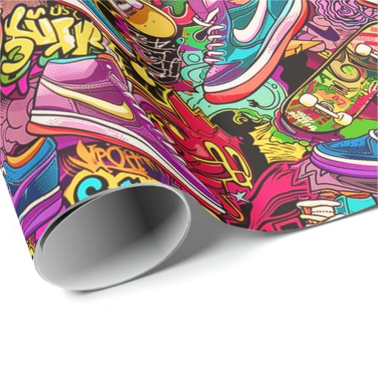 Cool komische graffiti tegelpatroon cadeaupapier (Rol Hoek)