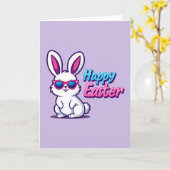 Cool Konijn Happy Pasen Kaart (Gele Bloem)