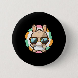 Cool konijn zonnebril Pasen cartoon lente t-shirt Ronde Button 5,7 Cm