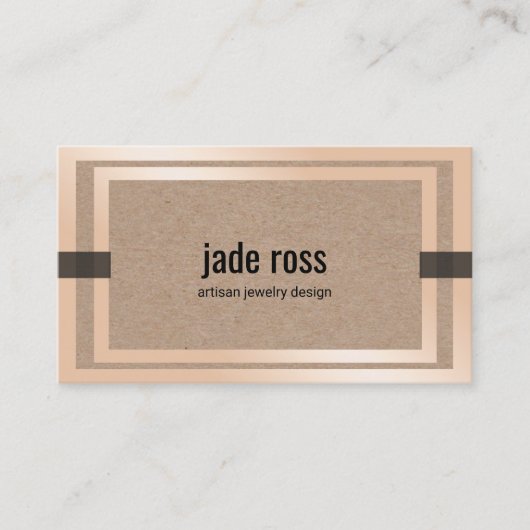 Cool Kraft Paper Jewelry Designer Roos Gold Border Visitekaartje (Voorkant)