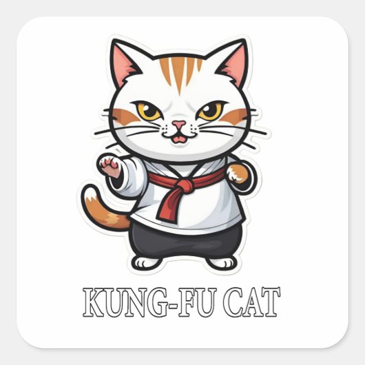 Cool Kung-Fu Cat Sticker (Voorkant)