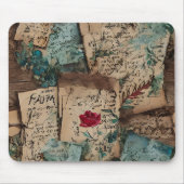 Cool  kunstwerk Oud rustiek papier Rode roos Muismat (Voorkant)