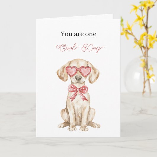 Cool Labrador-hond Hart Bril Verjaardag Kaart (Gele Bloem)