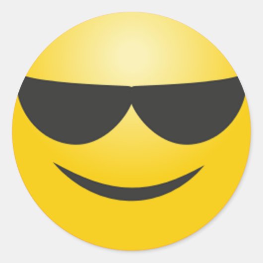 Cool lachend gezicht met zonnebril grappige emoji ronde sticker (Voorkant)