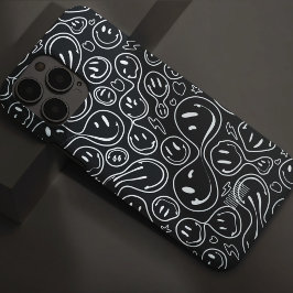 Cool Lachend Gezicht Smeltende Glimlach Patroon BW Case-Mate iPhone 14 Pro Max Hoesje