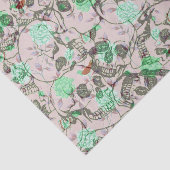 Cool Lady Grunge Skulls en Blauwgroen en roze Flor Tissuepapier (Detail)