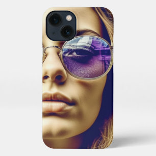 Cool Lady met reflectie in haar zonnebril iPhone 13 Hoesje
