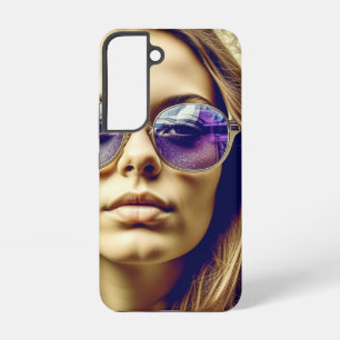 Cool Lady met reflectie in haar zonnebril Samsung Galaxy Hoesje