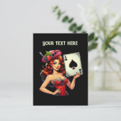Cool lady poker briefkaart (Staand voorkant)