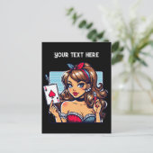 Cool  lady poker briefkaart (Staand voorkant)