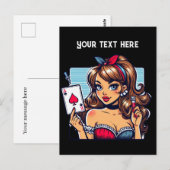 Cool  lady poker briefkaart (Voorkant / Achterkant)