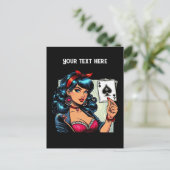 Cool  lady poker briefkaart (Staand voorkant)