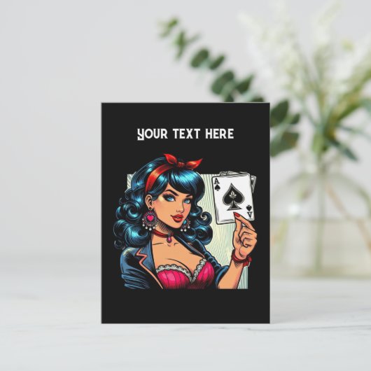Cool  lady poker briefkaart (Staand voorkant)