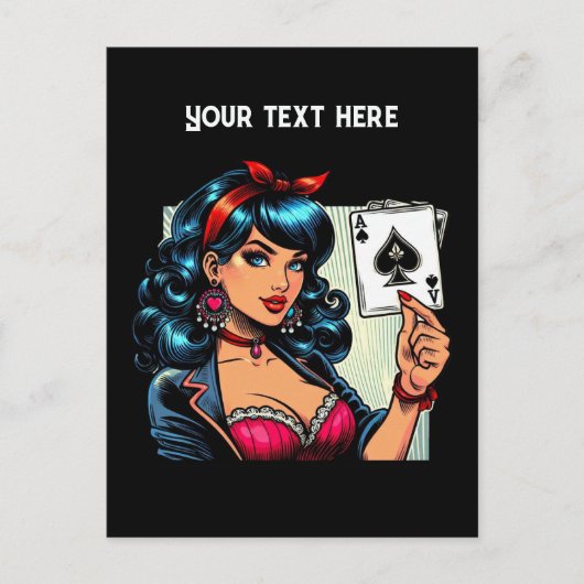 Cool  lady poker briefkaart (Voorkant)