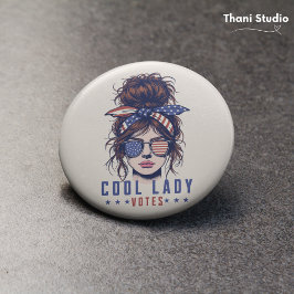 Cool Lady stemt  rommelig haar Lady Election Ronde Button 7,6 Cm