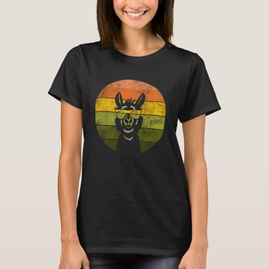 Cool lama alpaca retro zonnezonnebril t-shirt (Voorkant)