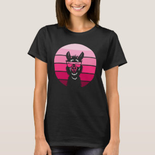 Cool lama alpaca retro zonnezonnebril t-shirt