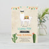 Cool lama boy fiesta verjaardagsdouche uitnodiging (Staand voorkant)