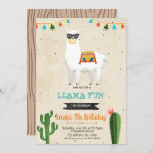 Cool lama boy fiesta verjaardagsdouche uitnodiging (Voorkant / Achterkant)