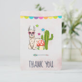 Cool lama in een zonnebril in de vorm van een hart bedankkaart (Staand voorkant)