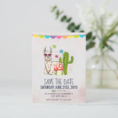 Cool lama in hartvormige zonnebril Save the Date Briefkaart (Staand voorkant)