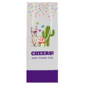 Cool lama in Heart-Shaped Sunbril Cheers Wijn Cadeautas (Achterkant)