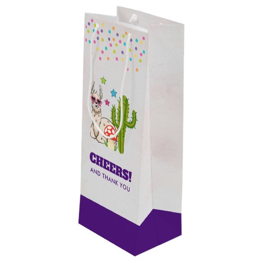 Cool lama in Heart-Shaped Sunbril Cheers Wijn Cadeautas (Achterkant Gekanteld)