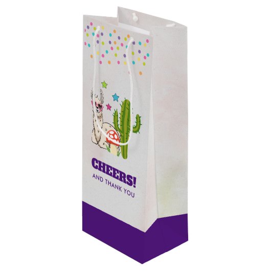 Cool lama in Heart-Shaped Sunbril Cheers Wijn Cadeautas (Voorkant Gekanteld)