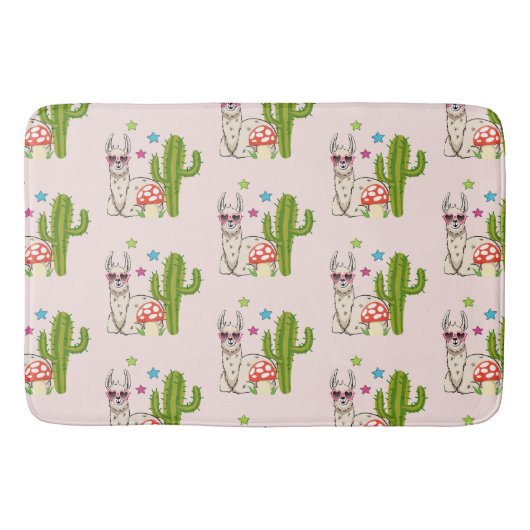 Cool lama in Heart-Shaped Sunbril Pattern Badmat (Voorkant)