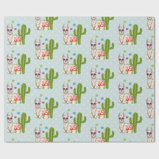 Cool lama in Heart-Shaped Sunbril Pattern Cadeaupapier (Vlak)