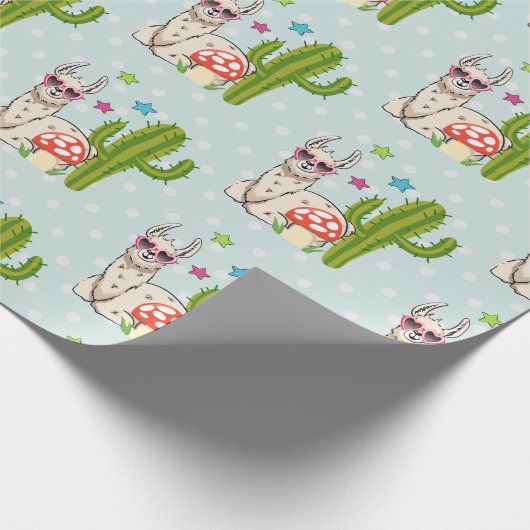 Cool lama in Heart-Shaped Sunbril Pattern Cadeaupapier (Hoek)