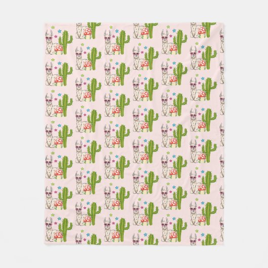 Cool lama in Heart-Shaped Sunbril Pattern Fleece Deken (Voorkant)