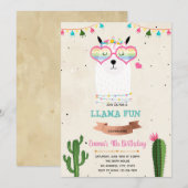 Cool lama meisje fiesta verjaardagsdouche uitnodig kaart (Voorkant / Achterkant)