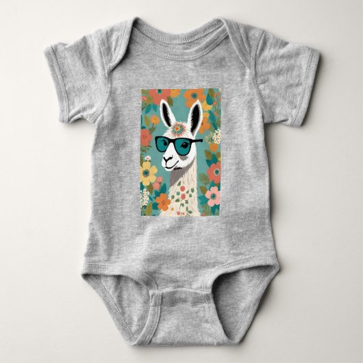Cool Lama Met Zonnebril Bloem Romper (Voorkant)