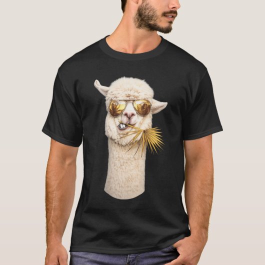 Cool Lama met Zonnebril T-shirt (Voorkant)