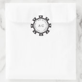 Cool Las Vegas Poker Chip Quinceañera Monogram Ronde Sticker (Tas)
