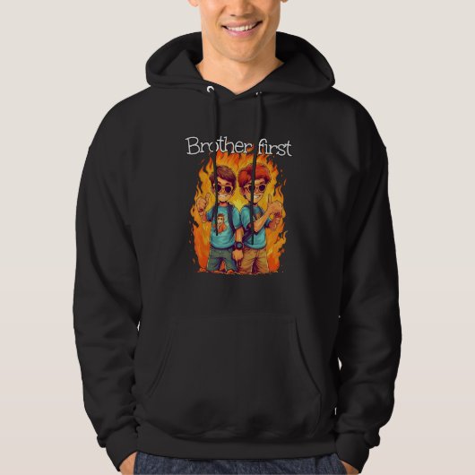 Cool laughing Friends with Flames for Brothers Hoodie (Voorkant)