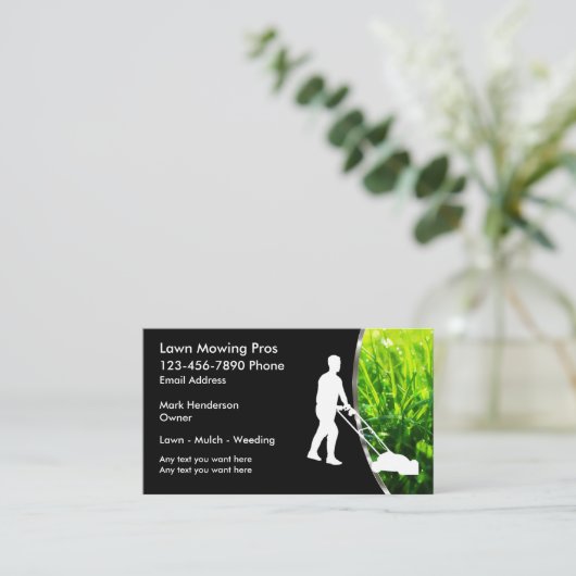 Cool Lawn Mowing Service Visitekaartjes (Staand voorkant)