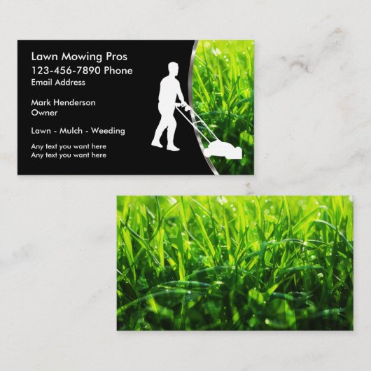 Cool Lawn Mowing Service Visitekaartjes (Voorkant / Achterkant)