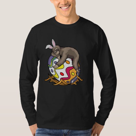 Cool Lazy Sloth Bunny Op Paaszondag Ei Grappig T-shirt (Voorkant)