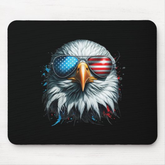 Cool Ld Eagle Amerikaanse Zonnebril Patriottische Muismat (Voorkant)