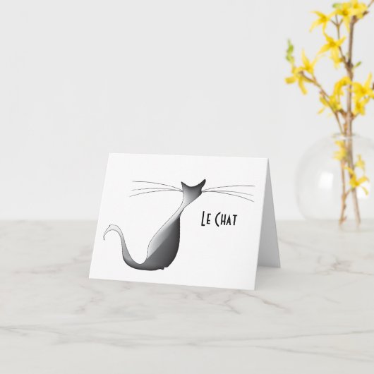 Cool Le Chat BLANK Note Card Kaart (Gele Bloem)