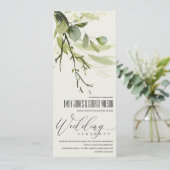 COOL LEAFY GREEN GOLD FOLIAGE WATERVERF WEDDING KAART (Staand voorkant)