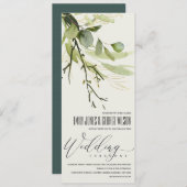 COOL LEAFY GREEN GOLD FOLIAGE WATERVERF WEDDING KAART (Voorkant / Achterkant)