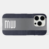 Cool Leather Metal Stripe Bold Monogram Case-Mate iPhone Case (Achterkant (horizontaal))