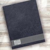 Cool Leather Metal Stripe Bold Monogram Notitieboek