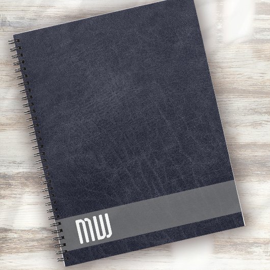Cool Leather Metal Stripe Bold Monogram Notitieboek