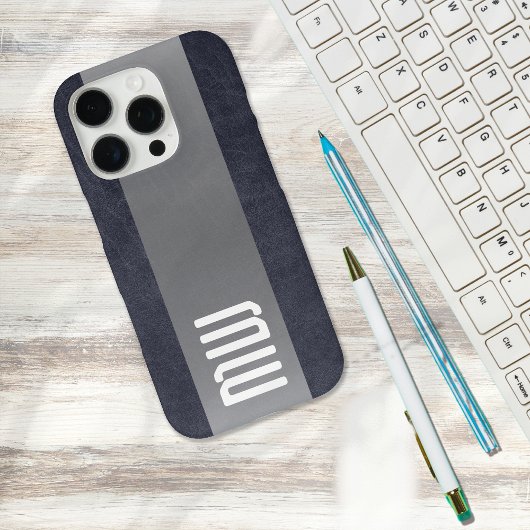 Cool leer metaal streep vet monogram Case-Mate iPhone case