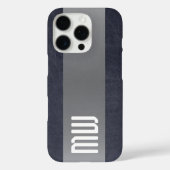 Cool leer metaal streep vet monogram Case-Mate iPhone case (Achterkant)
